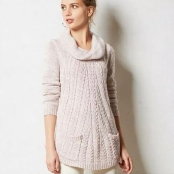 Anthropologie Sweaters - Anthropologie Guinevere Cable Knit Cowl-Neck Mohair Blend Sweater Pink Purple M